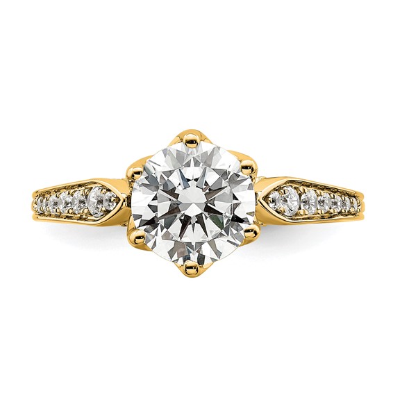 14k Gold (Holds 1.5 carat (7.5mm) Round Center) 1/6 carat Diamond Semi-Mount Engagement Ring