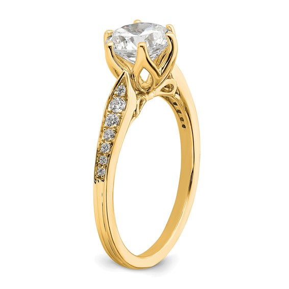 14k Gold (Holds 1.5 carat (7.5mm) Round Center) 1/6 carat Diamond Semi-Mount Engagement Ring
