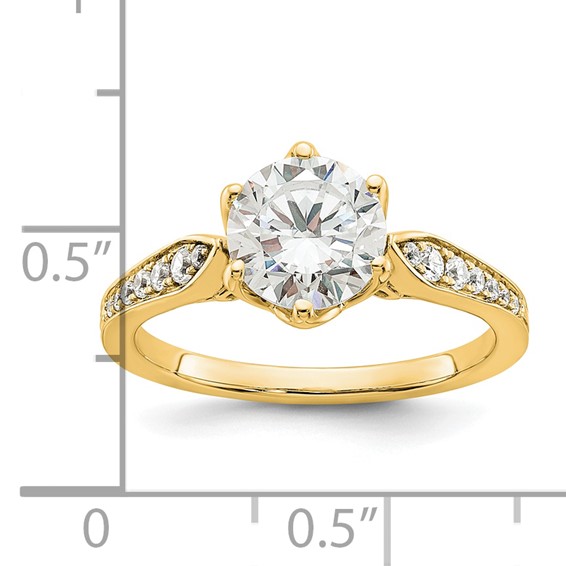 14k Gold (Holds 1.5 carat (7.5mm) Round Center) 1/6 carat Diamond Semi-Mount Engagement Ring