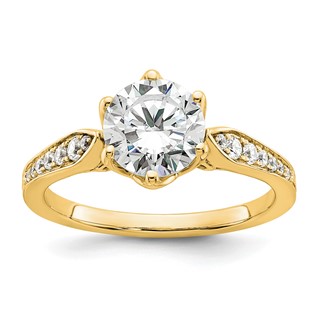 14k Gold (Holds 1.5 carat (7.5mm) Round Center) 1/6 carat Diamond Semi-Mount Engagement Ring