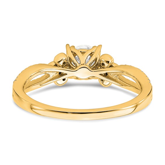 14k Split Shank (Holds 1/2 carat (5.2mm) Round Center) 1/6 carat Diamond Semi-Mount Engagement Ring