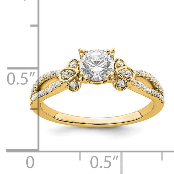 14k Split Shank (Holds 1/2 carat (5.2mm) Round Center) 1/6 carat Diamond Semi-Mount Engagement Ring