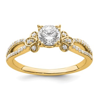 14k Split Shank (Holds 1/2 carat (5.2mm) Round Center) 1/6 carat Diamond Semi-Mount Engagement Ring