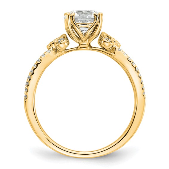 14k Split Shank (Holds 1 carat (6.5mm) Round Center) 1/6 carat Diamond Semi-Mount Engagement Ring