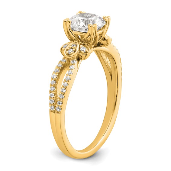 14k Split Shank (Holds 1 carat (6.5mm) Round Center) 1/6 carat Diamond Semi-Mount Engagement Ring