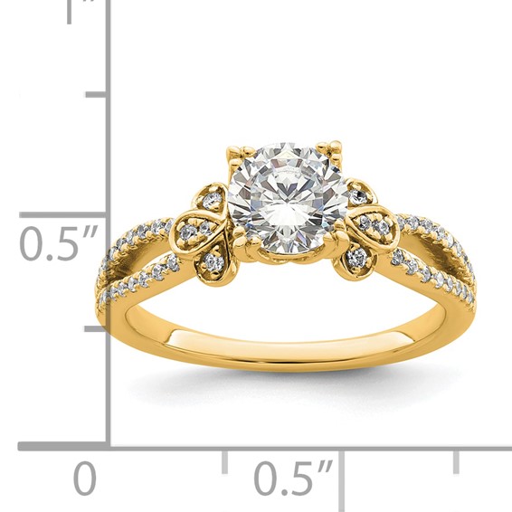 14k Split Shank (Holds 1 carat (6.5mm) Round Center) 1/6 carat Diamond Semi-Mount Engagement Ring