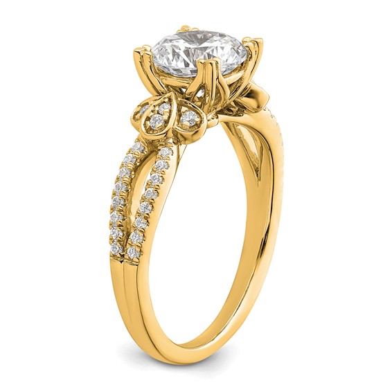 14k Split Shank (Holds 1.5 carat (7.5mm) Round Center) 1/4 carat Diamond Semi-Mount Engagement Ring