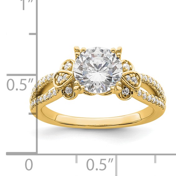 14k Split Shank (Holds 1.5 carat (7.5mm) Round Center) 1/4 carat Diamond Semi-Mount Engagement Ring