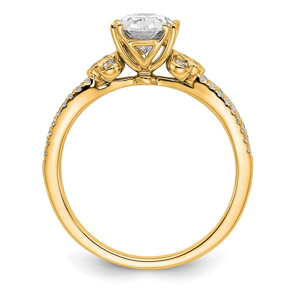14k Split Shank (Holds 1 carat (8.00x6.1mm) Oval Center) 1/6 carat Diamond Semi-Mount Engagement Ring