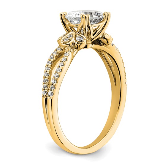 14k Split Shank (Holds 1 carat (8.00x6.1mm) Oval Center) 1/6 carat Diamond Semi-Mount Engagement Ring