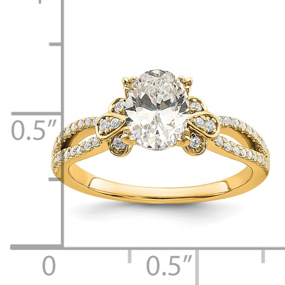 14k Split Shank (Holds 1 carat (8.00x6.1mm) Oval Center) 1/6 carat Diamond Semi-Mount Engagement Ring