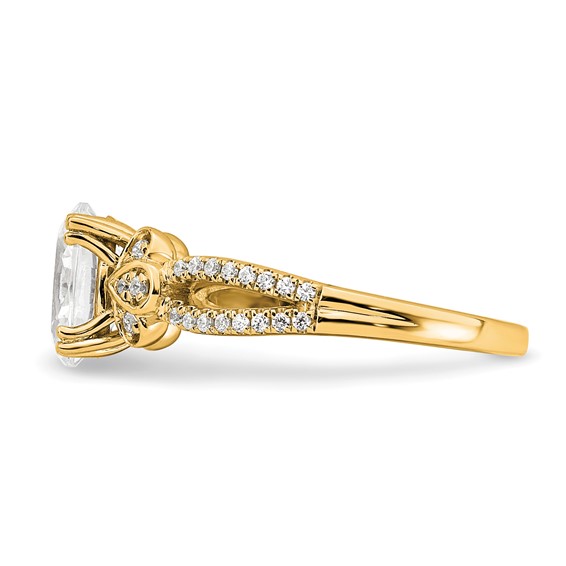 14k Split Shank (Holds 1.5 carat (9.2x6.9mm) Oval Center) 1/4 carat Diamond Semi-Mount Engagement Ring