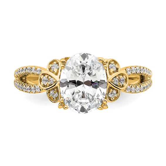 14k Split Shank (Holds 1.5 carat (9.2x6.9mm) Oval Center) 1/4 carat Diamond Semi-Mount Engagement Ring