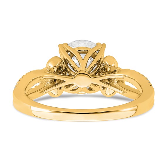 14k Split Shank (Holds 1.5 carat (9.2x6.9mm) Oval Center) 1/4 carat Diamond Semi-Mount Engagement Ring