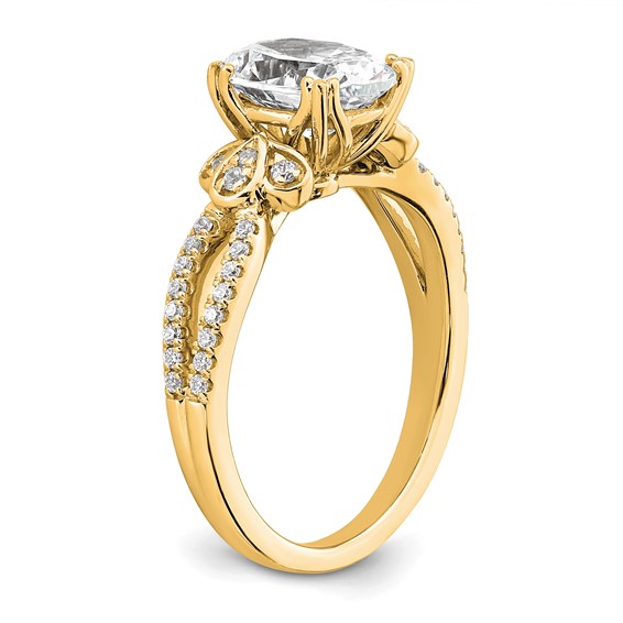 14k Split Shank (Holds 1.5 carat (9.2x6.9mm) Oval Center) 1/4 carat Diamond Semi-Mount Engagement Ring