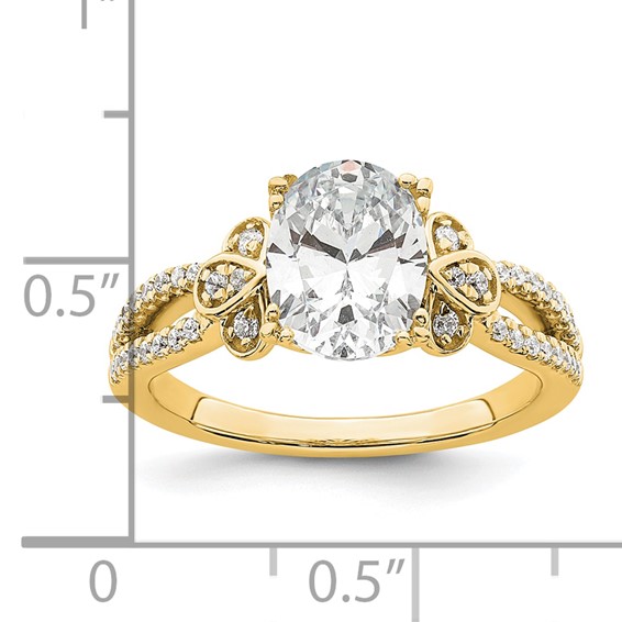 14k Split Shank (Holds 1.5 carat (9.2x6.9mm) Oval Center) 1/4 carat Diamond Semi-Mount Engagement Ring