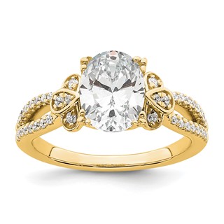 14k Split Shank (Holds 1.5 carat (9.2x6.9mm) Oval Center) 1/4 carat Diamond Semi-Mount Engagement Ring