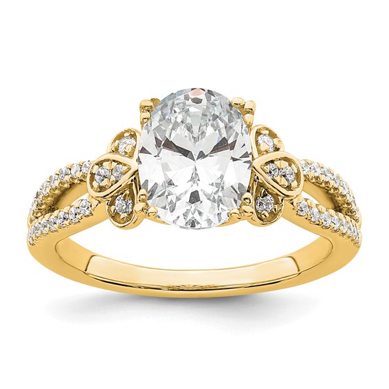 14k Split Shank (Holds 1.5 carat (9.2x6.9mm) Oval Center) 1/4 carat Diamond Semi-Mount Engagement Ring
