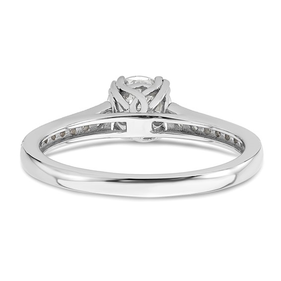 14k White Gold (Holds 3/4 carat (5.8mm) Round Center) 1/6 carat Diamond Semi-Mount Engagement Ring
