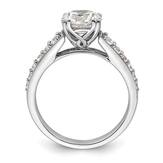 14k White Gold (Holds 1.5 carat (7.5mm) Round Center) 1/3 carat Diamond Semi-Mount Engagement Ring