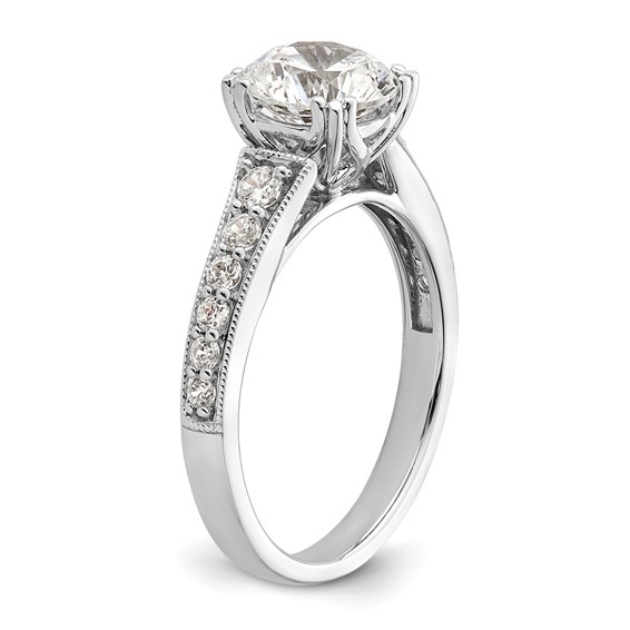 14k White Gold (Holds 1.5 carat (7.5mm) Round Center) 1/3 carat Diamond Semi-Mount Engagement Ring
