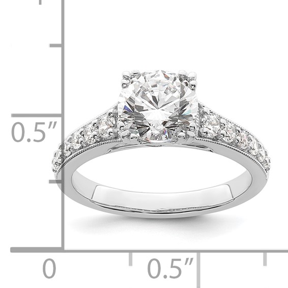 14k White Gold (Holds 1.5 carat (7.5mm) Round Center) 1/3 carat Diamond Semi-Mount Engagement Ring