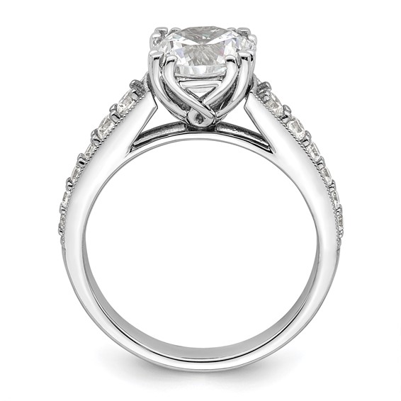 14k White Gold (Holds 2 carat (8.2mm) Round Center) 3/8 carat Diamond Semi-Mount Engagement Ring