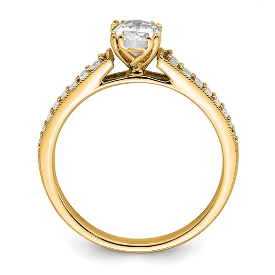 14k Yellow Polish 1/2ct Oval Semi-Mount Engagement Dia Ring