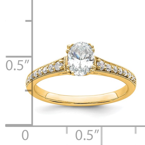 14k Yellow Polish 1/2ct Oval Semi-Mount Engagement Dia Ring