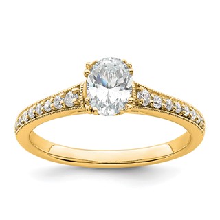 14k Yellow Polish 1/2ct Oval Semi-Mount Engagement Dia Ring