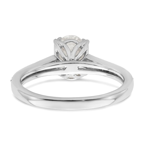 14k White Gold (Holds 1 carat (8.00x6.1mm) Oval Center) 1/5 carat Diamond Semi-Mount Engagement Ring