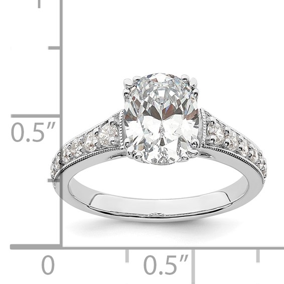 14k White Gold (Holds 1.5 carat (9.2x6.9mm) Oval Center) 1/3 carat Diamond Semi-Mount Engagement Ring