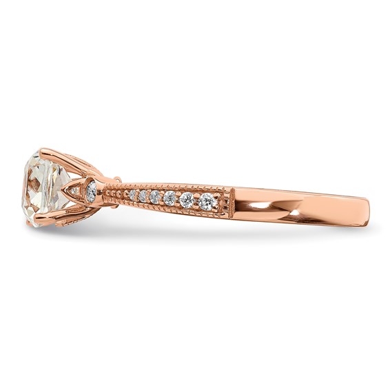 14k Rose Gold (Holds 1 carat (6.00mm) Cushion Center) 1/15 carat Diamond Semi-Mount Engagement Ring