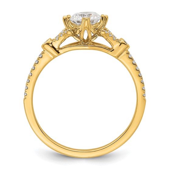 14k (Holds 1/2 carat (5.2mm) Round Center) 1/8 carat Diamond Semi-Mount Engagement Ring
