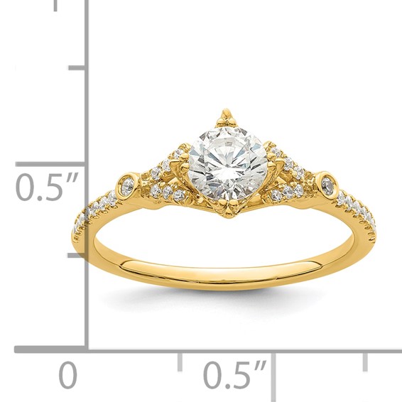 14k (Holds 1/2 carat (5.2mm) Round Center) 1/8 carat Diamond Semi-Mount Engagement Ring