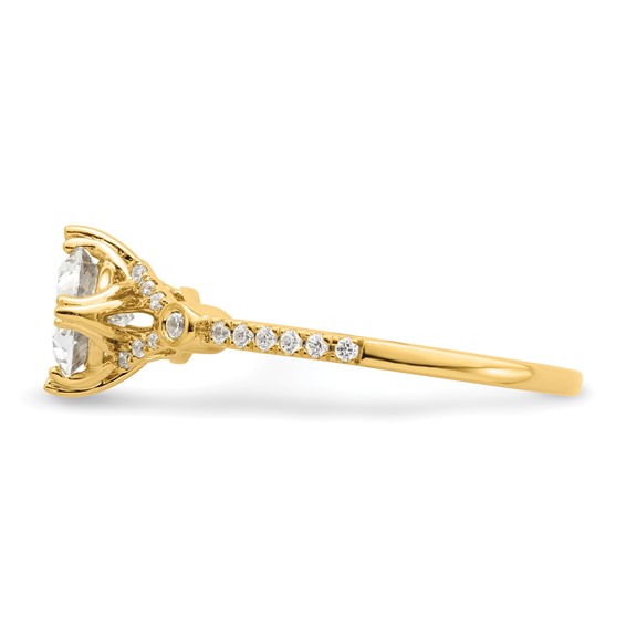 14k (Holds 1 carat (8.00x6.1mm) Oval Center) 1/8 carat Diamond Semi-Mount Engagement Ring