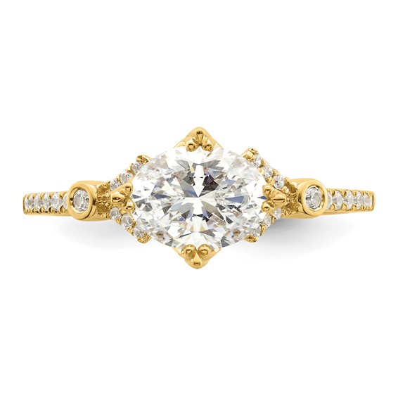 14k (Holds 1 carat (8.00x6.1mm) Oval Center) 1/8 carat Diamond Semi-Mount Engagement Ring