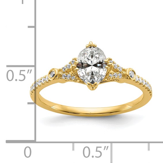 14k (Holds 1 carat (8.00x6.1mm) Oval Center) 1/8 carat Diamond Semi-Mount Engagement Ring
