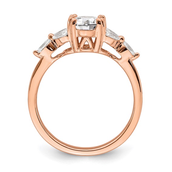 14k Rose Gold (Holds 1 carat (8.00x6.1mm) Oval Center) 1/5 carat Marquise Diamond Semi-Mount Engagement Ring