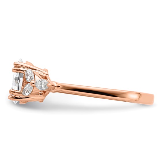 14k Rose Gold (Holds 1 carat (8.00x6.1mm) Oval Center) 1/5 carat Marquise Diamond Semi-Mount Engagement Ring