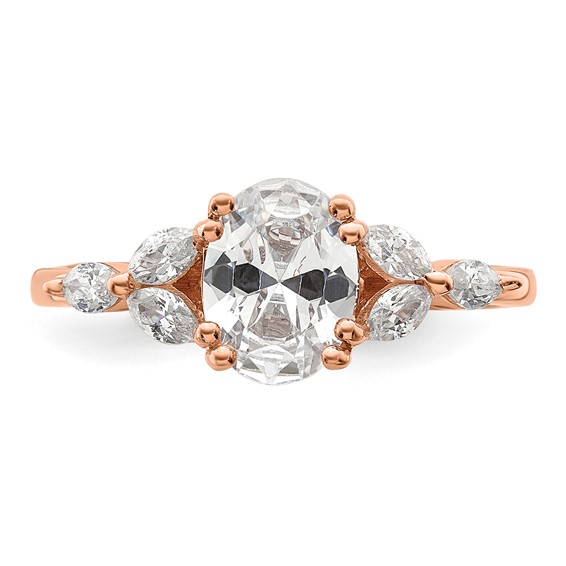 14k Rose Gold (Holds 1 carat (8.00x6.1mm) Oval Center) 1/5 carat Marquise Diamond Semi-Mount Engagement Ring