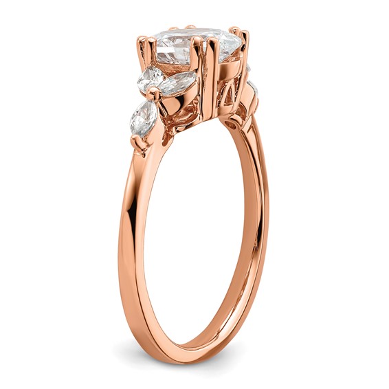 14k Rose Gold (Holds 1 carat (8.00x6.1mm) Oval Center) 1/5 carat Marquise Diamond Semi-Mount Engagement Ring
