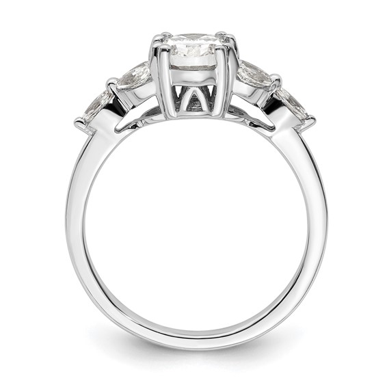 14k White Polish 1ct Oval Semi-Mount Engagement Dia Ring