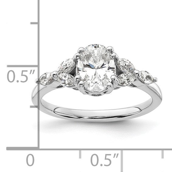 14k White Polish 1ct Oval Semi-Mount Engagement Dia Ring