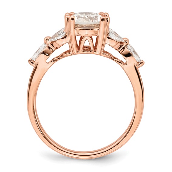 14k Rose Gold (Holds 1.5 carat (9.2x6.9mm) Oval Center) 1/3 carat Marquise Diamond Semi-Mount Engagement Ring