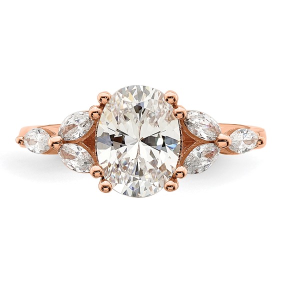14k Rose Gold (Holds 1.5 carat (9.2x6.9mm) Oval Center) 1/3 carat Marquise Diamond Semi-Mount Engagement Ring
