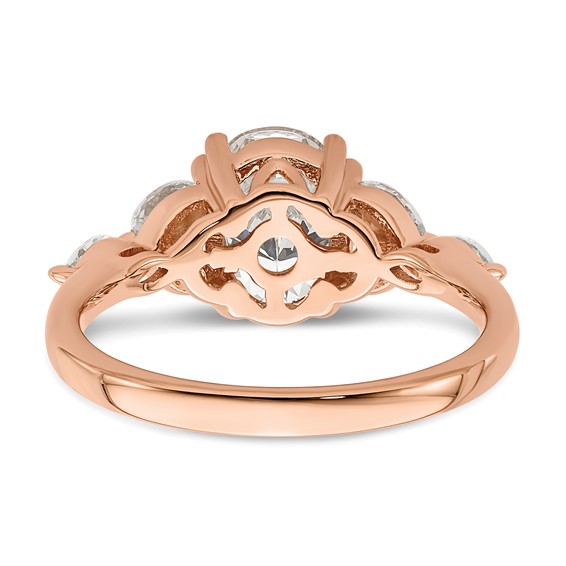 14k Rose Gold (Holds 1.5 carat (9.2x6.9mm) Oval Center) 1/3 carat Marquise Diamond Semi-Mount Engagement Ring