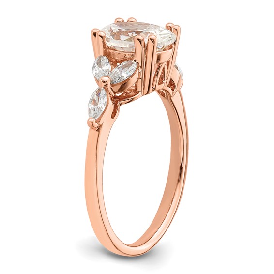 14k Rose Gold (Holds 1.5 carat (9.2x6.9mm) Oval Center) 1/3 carat Marquise Diamond Semi-Mount Engagement Ring