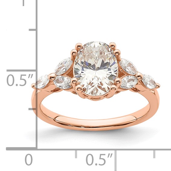14k Rose Gold (Holds 1.5 carat (9.2x6.9mm) Oval Center) 1/3 carat Marquise Diamond Semi-Mount Engagement Ring