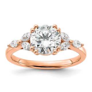 14k Rose Gold (Holds 1.5 carat (7.5mm) Round Center) 1/5 carat Marquise Diamond Semi-Mount Engagement Ring